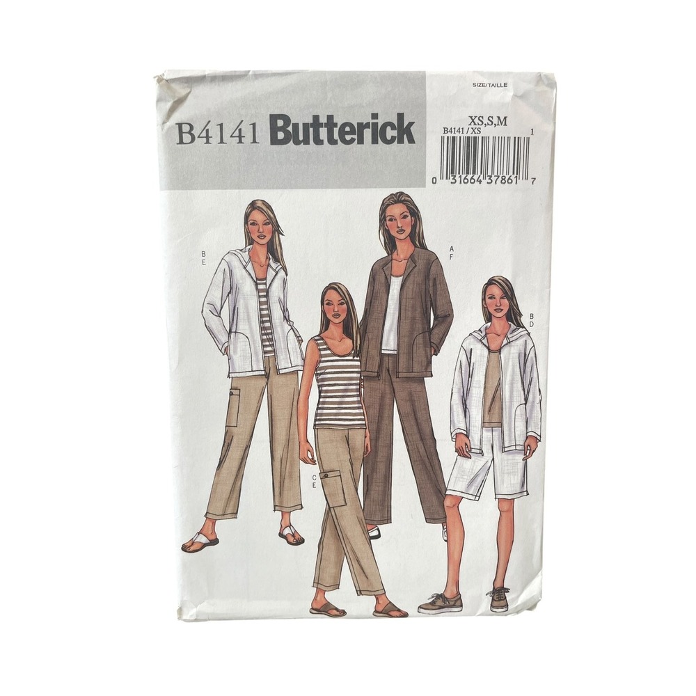 Butterick B4141 Sportswear Sewing Pattern Misses XS-M Jacket Top Pants Shorts